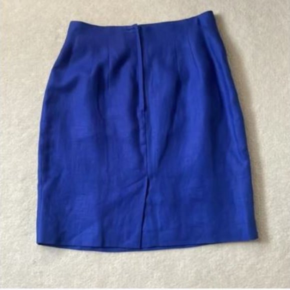 Vintage Cobalt Blue Linen Skirt - Picture 4 of 10